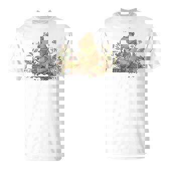 Cute Cottagecore Capybara Tea And Snail Forest Mushroom T-Shirt | Mazezy