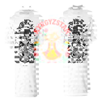 Cute Kyrgyz Girl In Traditional Dress With Tulips For Kids T-Shirt | Mazezy