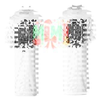 Cute Mimi Reindeer Merry Christmas Candy & Santa Hat Grandma T-Shirt | Mazezy