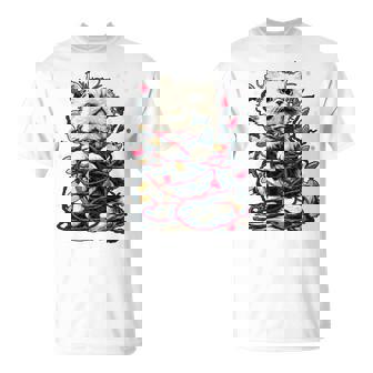 Cute Persian Cat With Christmas Lights Snowy Kitten Winter T-Shirt | Seseable CA