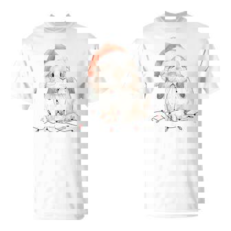 Cute Rabbit Bunny Lop Chew Christmas Light Xmas Watercolor T-Shirt | Mazezy