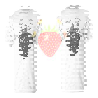 Cute Strawberry Butterflies Strawberry Fruit Graphic T-Shirt | Mazezy
