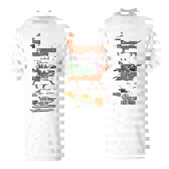 Dachshund Through The Snow Tis The Season Christmas Dog Mom T-Shirt | Mazezy