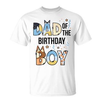 Dad Of The Birthday Boy Party Blue Dog Lover Matching T-Shirt - Thegiftio UK