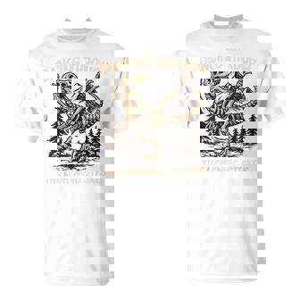 Dancing Through The Lightning Strikes Dinosaur Skeleton T-Shirt | Mazezy