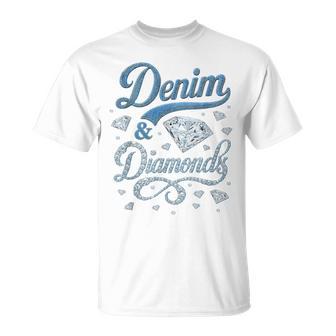 Denim And Diamonds Western Cowgirl Glam Style For Men T-Shirt - Seseable