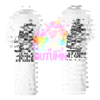 Personnalisé Avec Nom De Licorne D'automne T-Shirt - Cadeauxyz