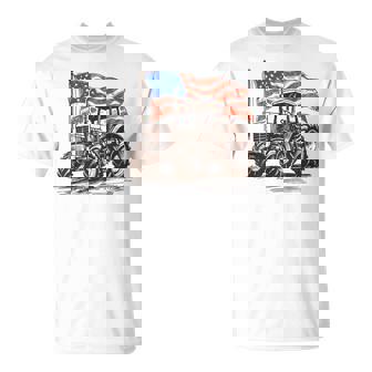 Farm Tractor Proud Farmer Patriotic American Flag Tractor T-Shirt | Seseable UK