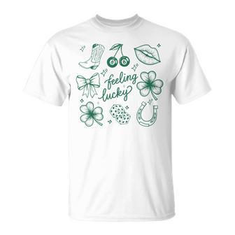 Feeling Lucky Irish Shamrocks Patrick's Day Women T-Shirt - Thegiftio