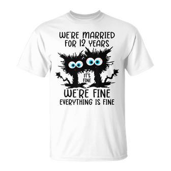 Fine Linen Wedding We're Married For 12 Years T-Shirt - Thegiftio UK