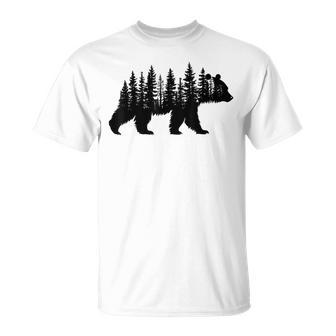 Forest Trees Wildlife Animal Retro Outdoor Nature Bear Lover T-Shirt | Mazezy