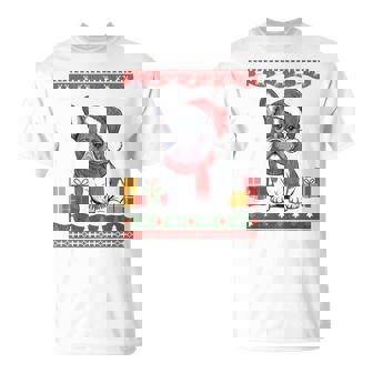 French Bulldog Santa Hat Frenchie Dog Ugly Christmas Sweater T-Shirt - Monsterry