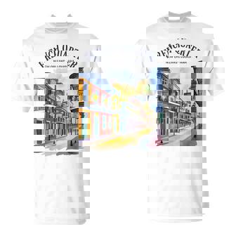 French Quarter New Orleans Louisiana Vintage Watercolor T-Shirt | Mazezy