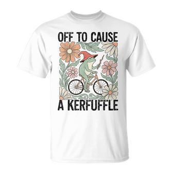Frog Wizard Riding Bike Off To Cause A Kerfuffle T-Shirt - Thegiftio UK