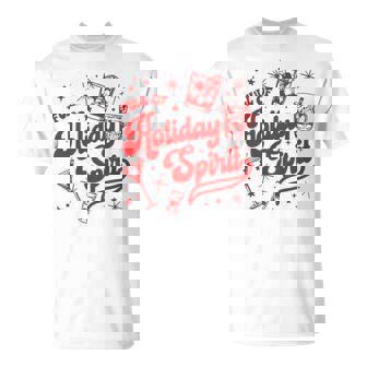 Full Of Holiday Spirit Christmas Drinking Retro Cocktails T-Shirt | Mazezy