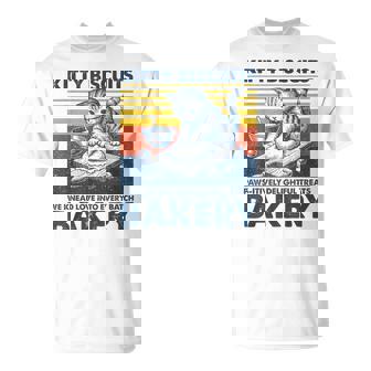 Baker Kitty Biscuits Bakery Cat Baking Kneading T-Shirt - Monsterry