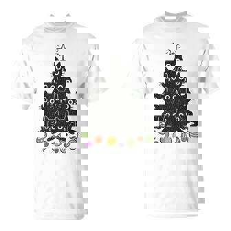 Black Cat Christmas Tree Cats Lover Meow Xmas Holiday T-Shirt | Seseable CA