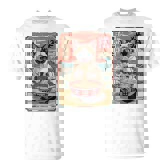 Cat Eating Ramen Kawaii Siamese Cat Lover Mom T-Shirt | Seseable CA