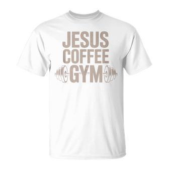 Christian Workout Jesus Coffee Gym Barbell Cross Women T-Shirt - Thegiftio UK