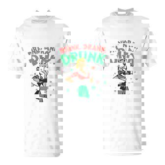 Drink Drank Drunk Retro Christmas Wine Tri-Blend T-Shirt - Monsterry