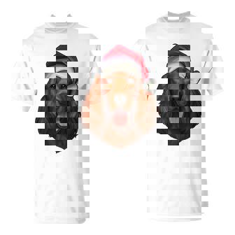 Santa Hat Xmas Pajamas Irish Setter Dog Christmas T-Shirt | Mazezy