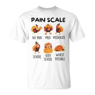 Turkey Pain Scale Thanksgiving Cna Er Nurse Nursing T-Shirt - Monsterry