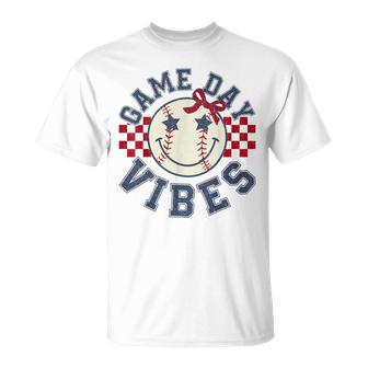 Game Day Vibes Baseball Coquette Bow Baseball Girls Women T-Shirt | Seseable UK