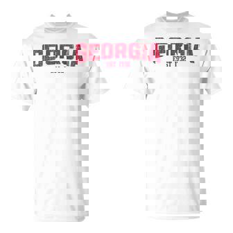 Georgia Ga Vintage Athletic Red Text Sports T-Shirt | Mazezy