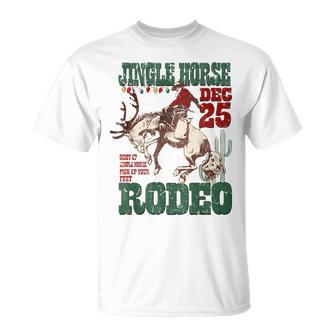 Giddy Up Jingle Horse Santa Cowboy Western Christmas Rodeo T-Shirt | Mazezy