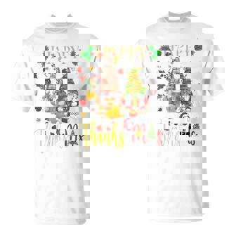 Gnomes Thanksgiving Christmas Happy Thanksmas T-Shirt - Thegiftio