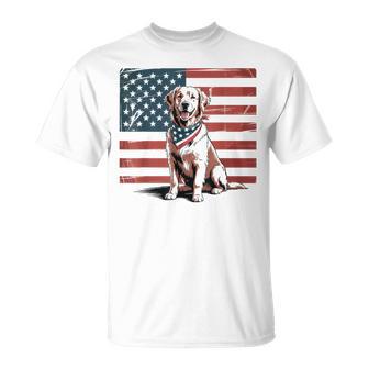 Golden Retriever 4Th Of July Usa American Flag Patriotic T-Shirt - Thegiftio UK