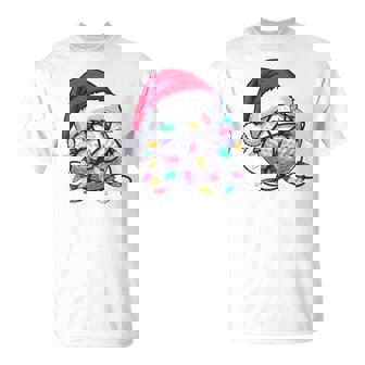 Golf Ball Santa Hat Christmas Golfing Xmas Lights Tri-Blend T-Shirt | Mazezy