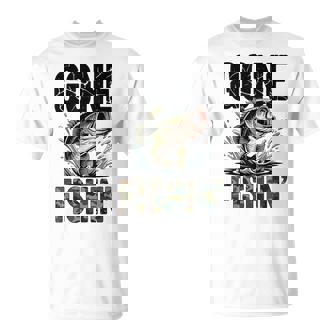 Gone Fishing Camo Bass Fish Old School Fishing Humor T-Shirt | Mazezy