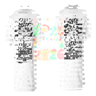 Goodbye 2025 Hello 2026 Happy New Year's Eve Christmas Xmas T-Shirt - Thegiftio