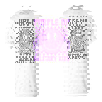 Groovy Smile Face Proud Military Childs Month Boys Girls T-Shirt | Seseable CA