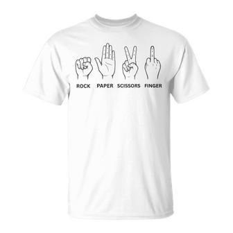 Hand Game Rock Paper Scissors Middle Finger T-Shirt | Mazezy