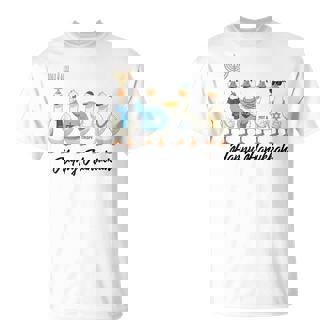 Hanukkah Goose Happy Hanukkah Menorah Dreidel Jewish T-Shirt | Mazezy