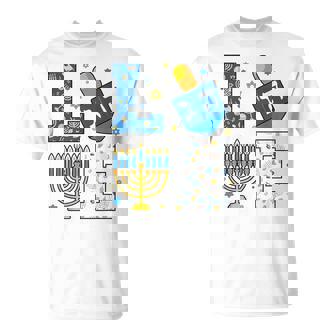 Hanukkah Love With Menorah For Jewish Christmas Holiday T-Shirt | Mazezy