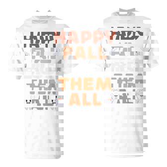 Happy Fall Brush Them All Tooth Thanksgiving Dental Dentist T-Shirt | Mazezy