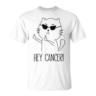 Hey Cancer F U Cat Middle Finger FCk Cancer T-Shirt - Thegiftio UK