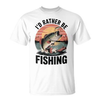 Id Rather Be Fishing Boys Youth Bass Fishing Humor T-Shirt - Thegiftio UK