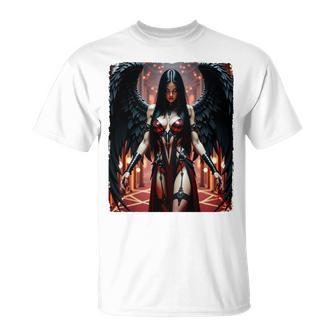 Impriméur Le Dos -Exy Brunette Fallen Angel Girl1 Manche Longue T-Shirt - Cadeauxyz