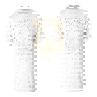 International World Yoga Day Sun Lotus Flower Sanskrit T-Shirt - Monsterry