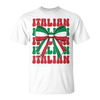 Italian Girl Coquette Bow Italy Flag Cute Italia Italian T-Shirt - Thegiftio UK