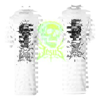 Jesus Skull Crown Christian Gothic Christcore Metal Style Premium T-Shirt | Mazezy
