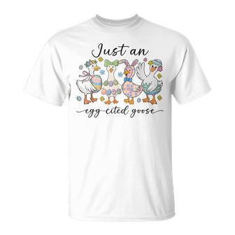 Just An Egg-Cited Goose キュート イースター バニー アヒル ファミリー 春 Tシャツ - Kawaiitshirt