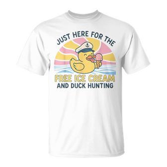 Just Here For The Free Ice Cream & Duck Hunting Cruise T-Shirt - Thegiftio