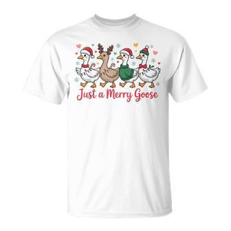 Just A Merry Goose Christmas Goose Lover T-Shirt - Thegiftio UK