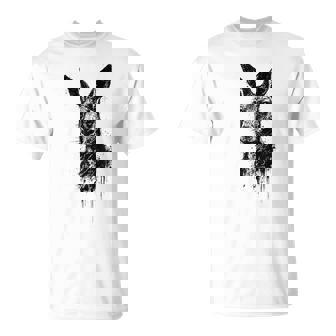 Kangaroo Ink Art Australian Outback Wildlife Print Grunge T-Shirt | Mazezy