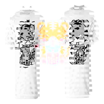 Kawaii Tiger Boba Tea Anime Japanese Bubble Tea Lover Girls T-Shirt | Seseable UK